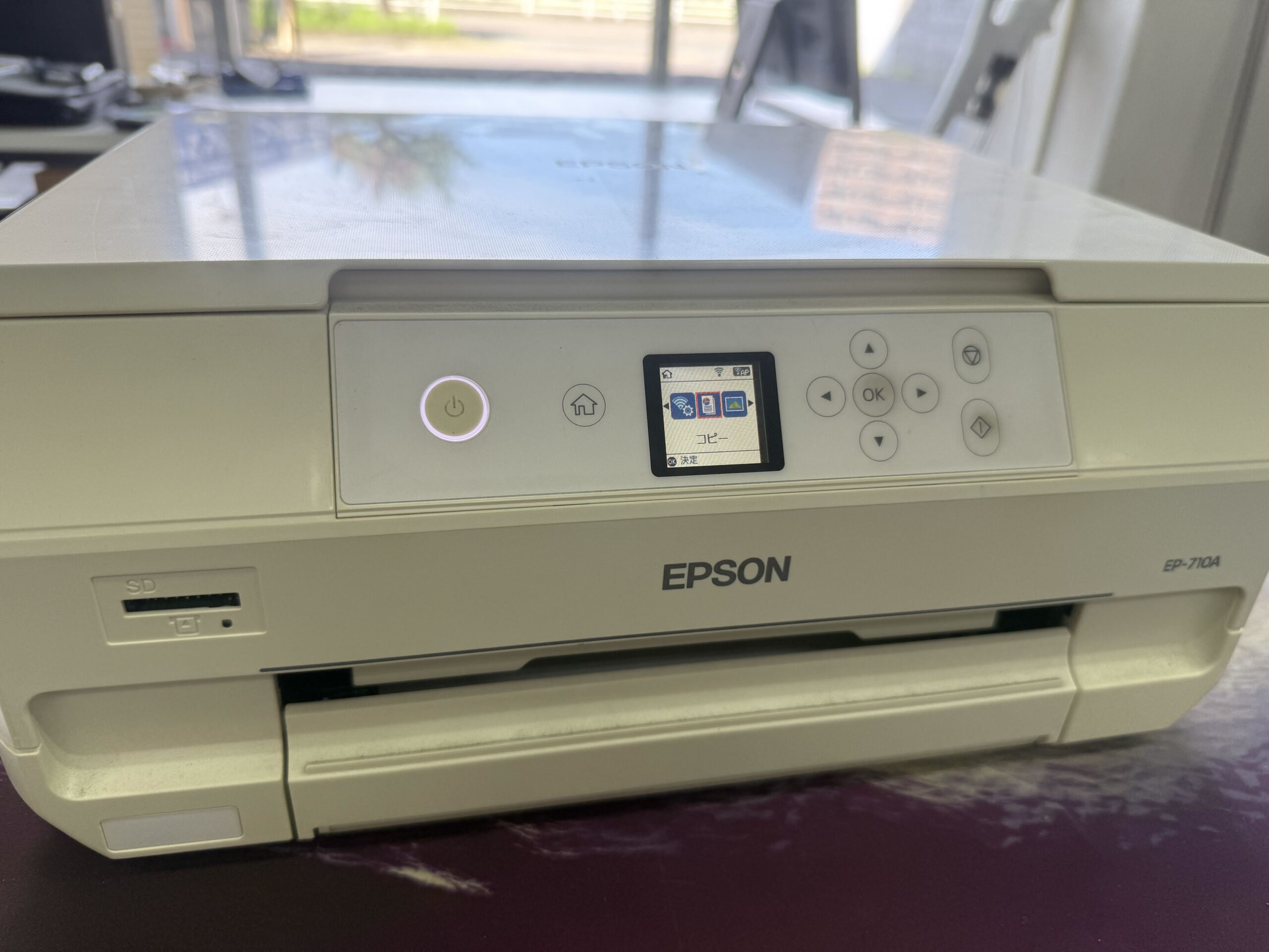 EPSON EP-710Aの操作パネルに表示されたコピーメニュー